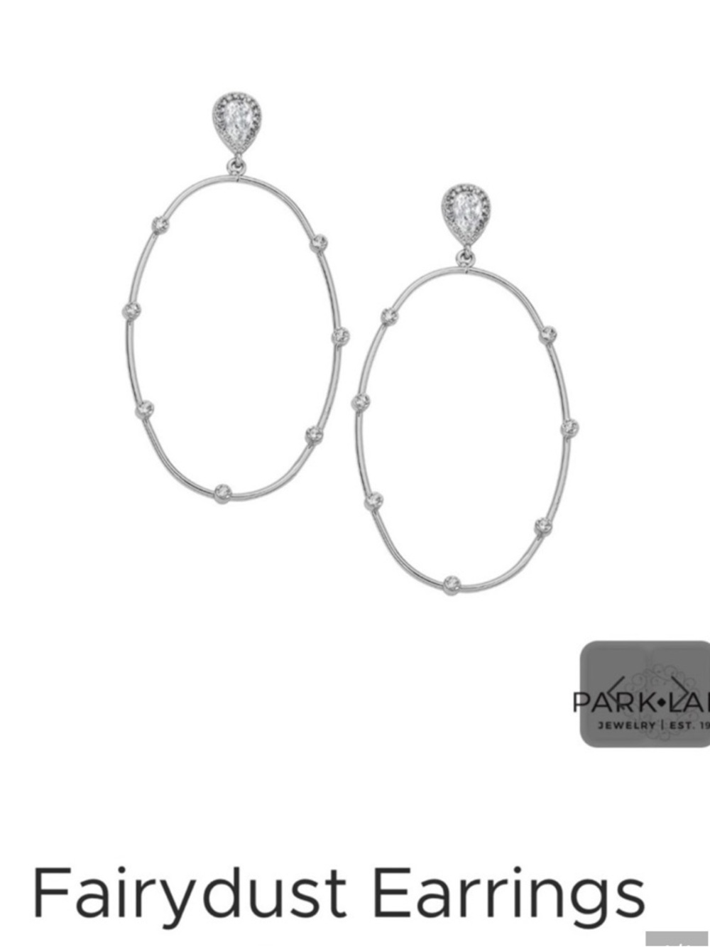 Park Lane Silver Oval Hoop Drop Earrings with Teardrop Studs